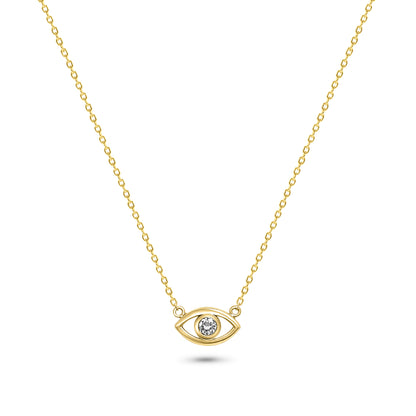 14K Gold Evil Eye Diamond Necklace