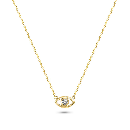 14K Gold Evil Eye Diamond Necklace