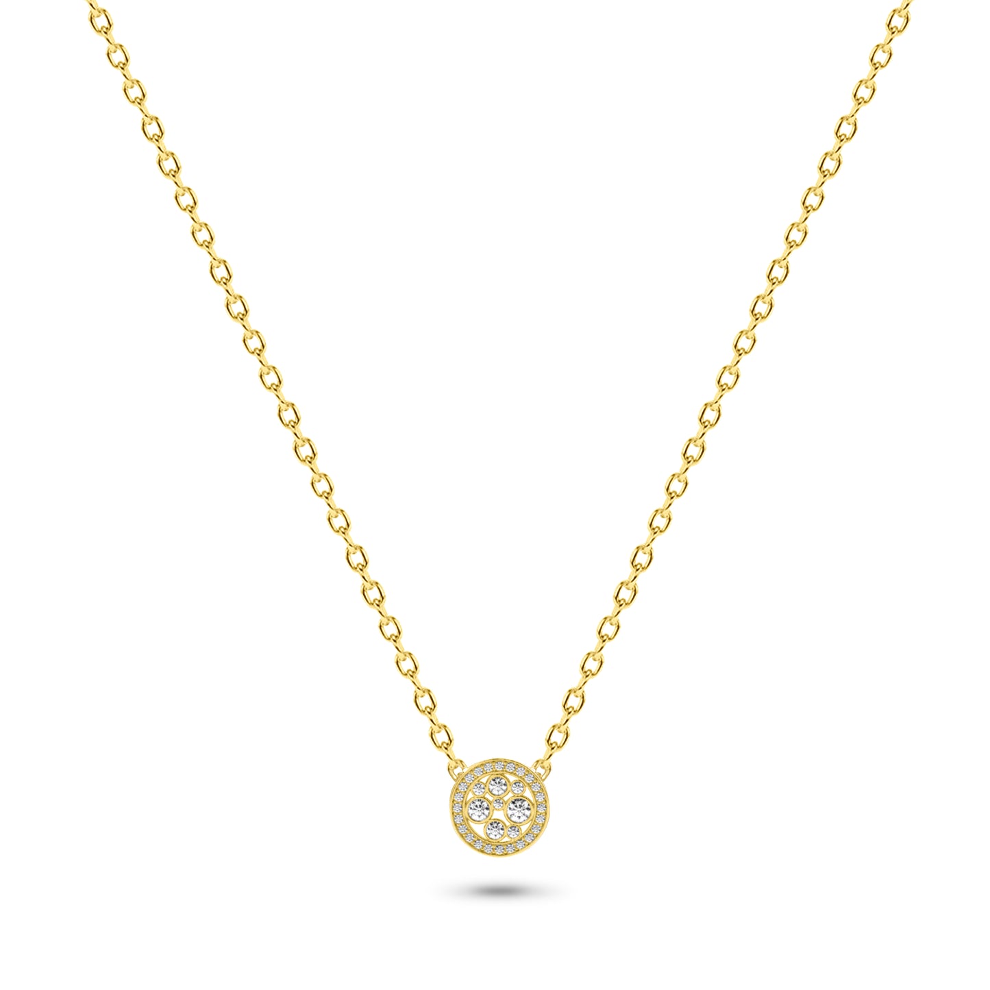 14K Gold Circular Diamond Necklace