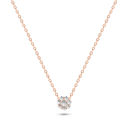 Diamond Flower Cluster Necklace in 14K Gold