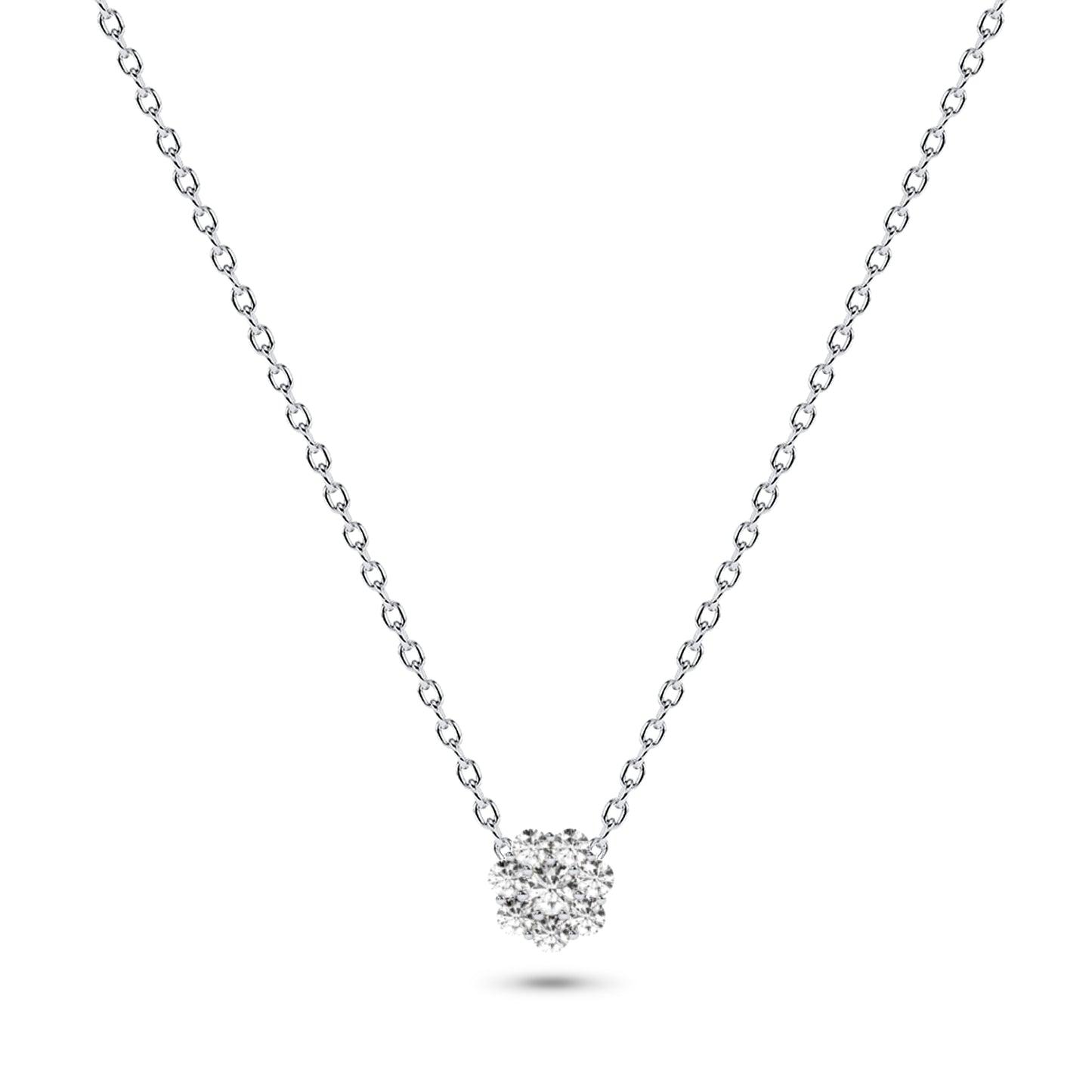 Diamond Flower Cluster Necklace in 14K Gold