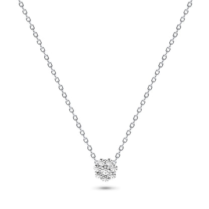 Diamond Flower Cluster Necklace in 14K Gold