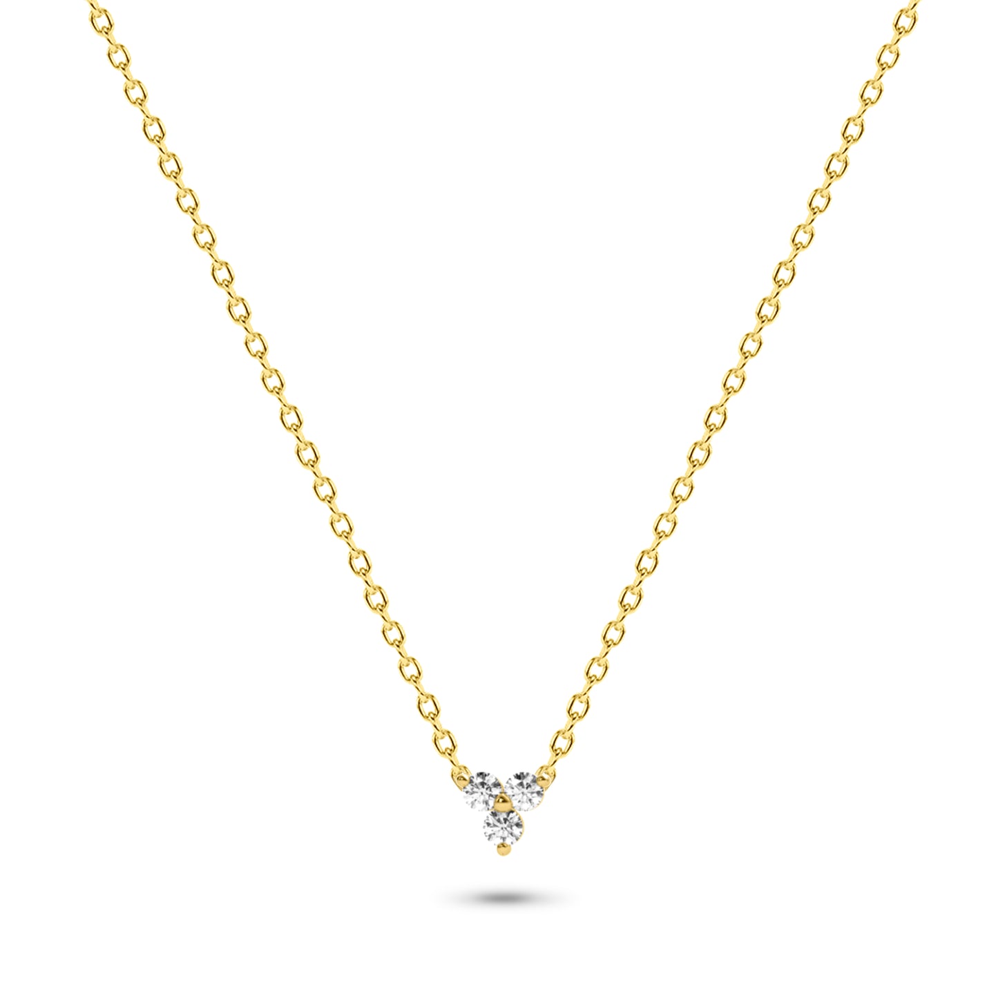Three Stone Diamond Necklace in 14K Gold