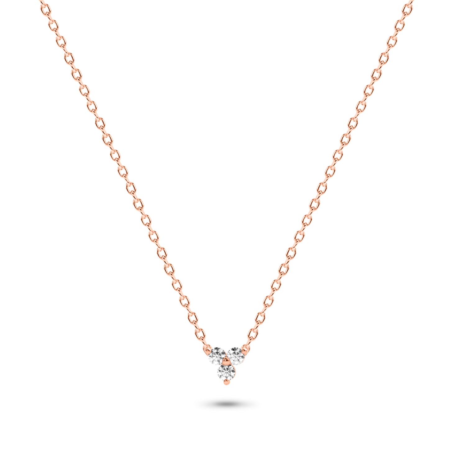 Three Stone Diamond Necklace in 14K Gold