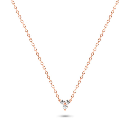 Three Stone Diamond Necklace in 14K Gold