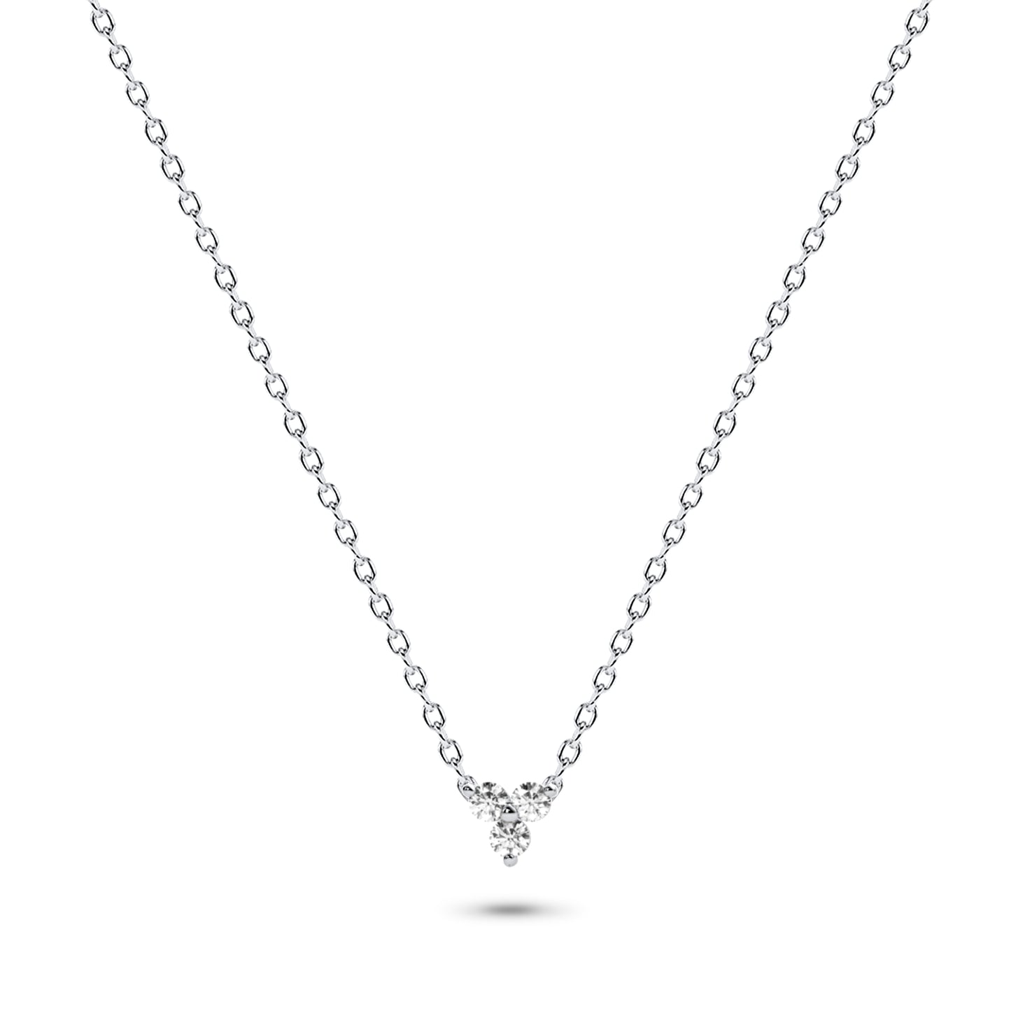 Three Stone Diamond Necklace in 14K Gold