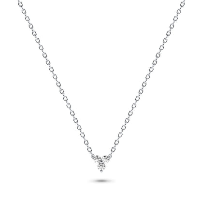 Three Stone Diamond Necklace in 14K Gold