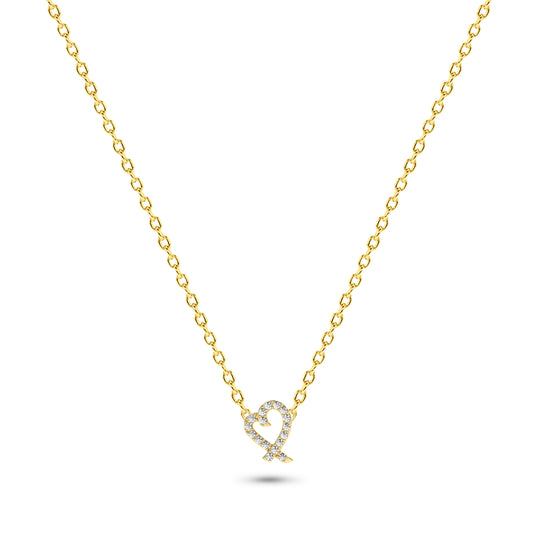 14K Heart Shaped Diamond Necklace