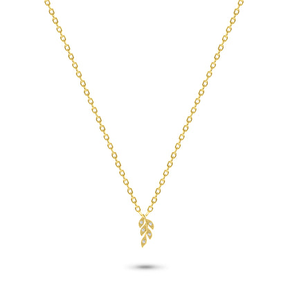 Diamond Leaf Necklace in 14K Gold