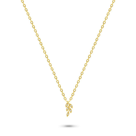 Diamond Leaf Necklace in 14K Gold