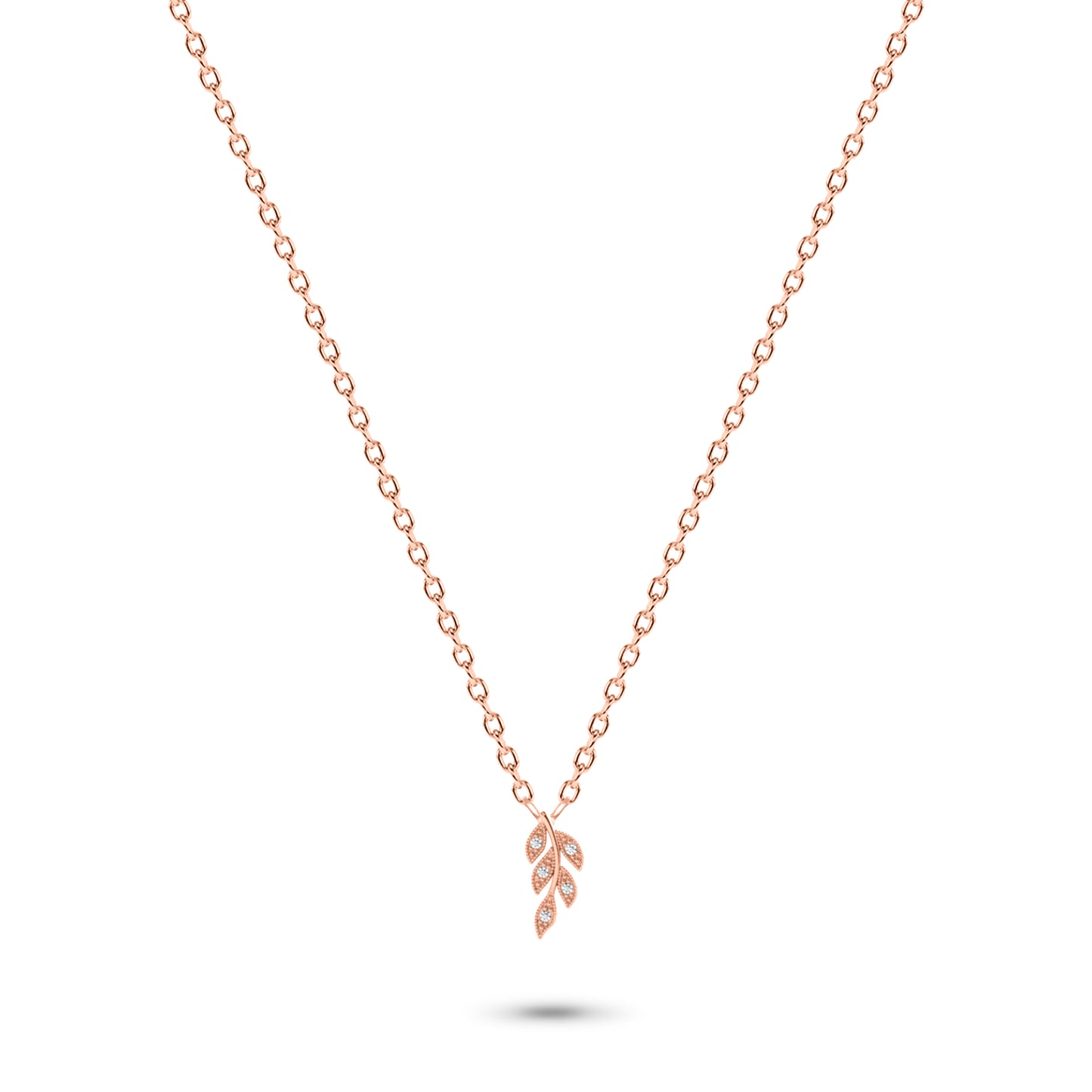 Diamond Leaf Necklace in 14K Gold