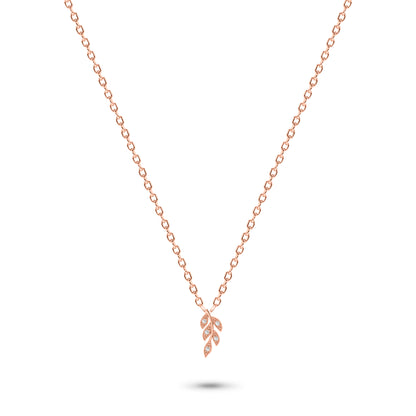 Diamond Leaf Necklace in 14K Gold