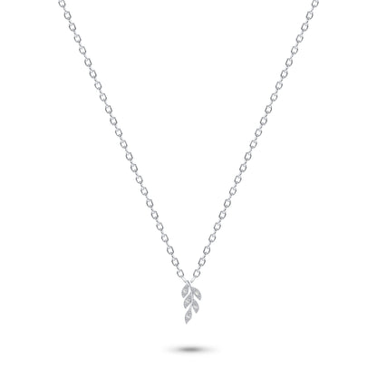 Diamond Leaf Necklace in 14K Gold