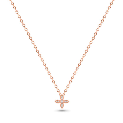 14K Gold Star Flower Diamond Necklace