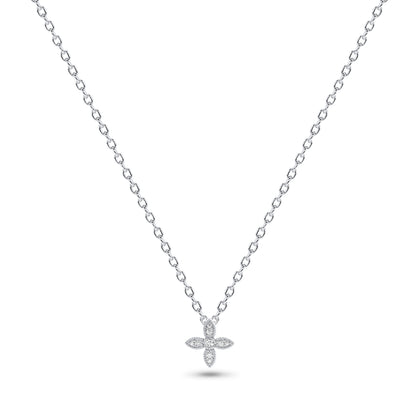 14K Gold Star Flower Diamond Necklace