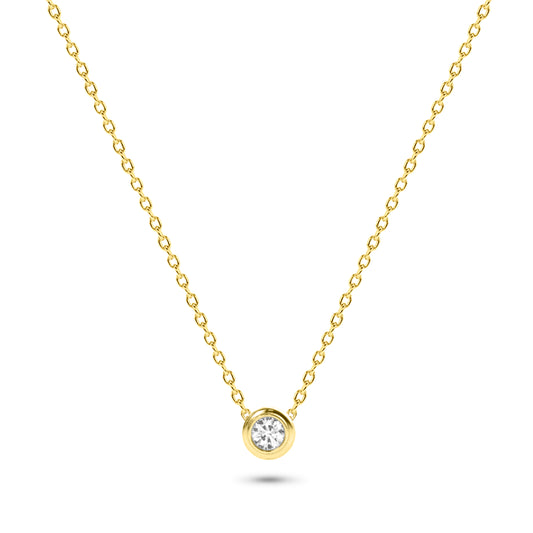 Diamond Solitaire Bezel Necklace in 14K Gold