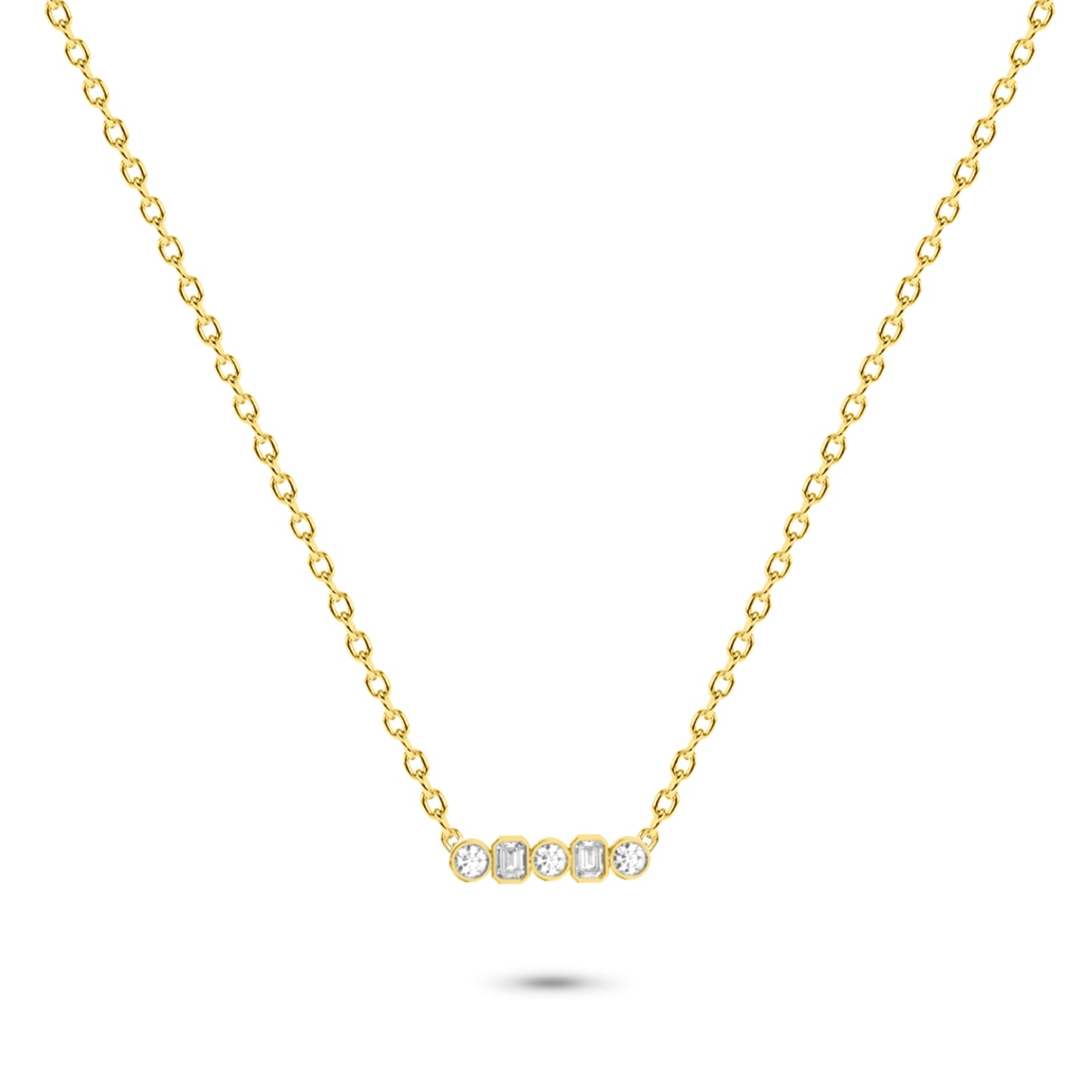 Multi-Shaped Diamond Necklace in 14K Gold