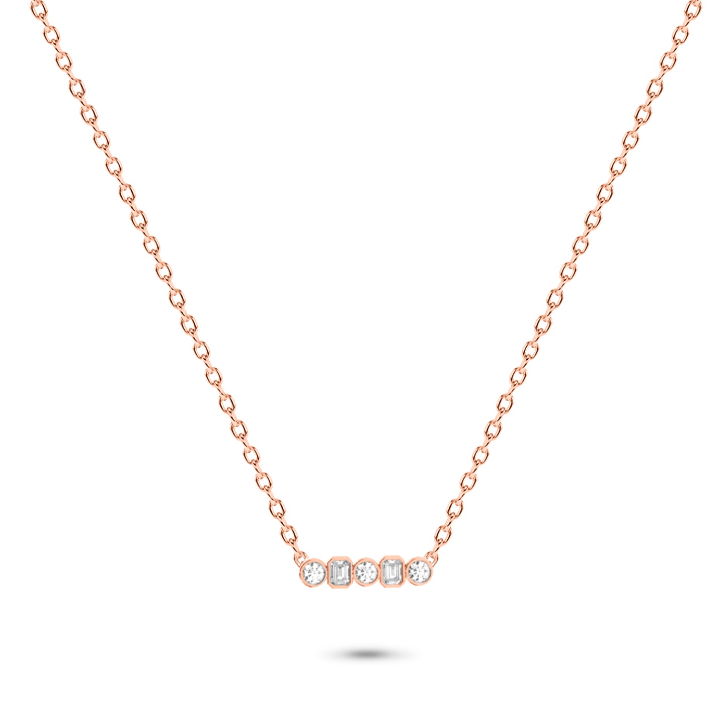 Multi-Shaped Diamond Necklace in 14K Gold
