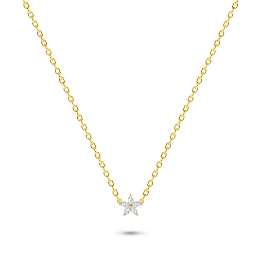 Diamond Marquise Flower Necklace in 14K Gold