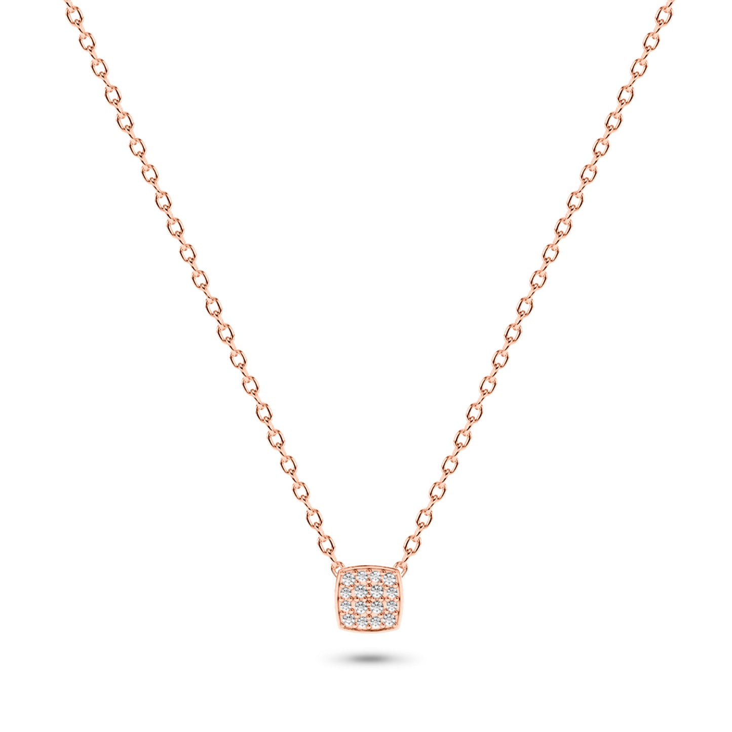 Diamond Square Necklace in 14K Gold