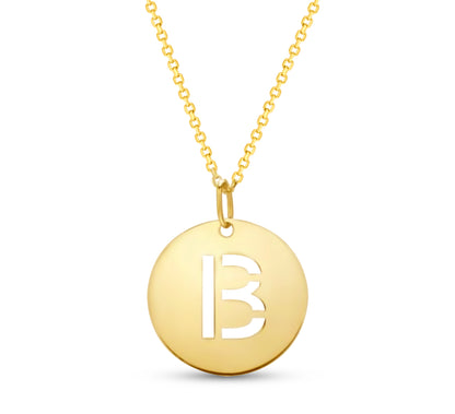 14K Gold Disc Pendant Initial Necklaces