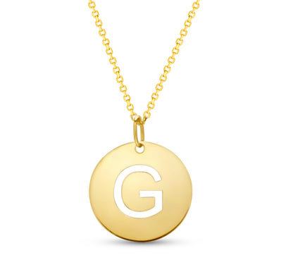 14K Gold Disc Pendant Initial Necklaces