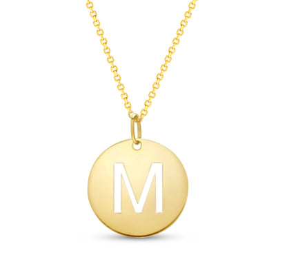 14K Gold Disc Pendant Initial Necklaces
