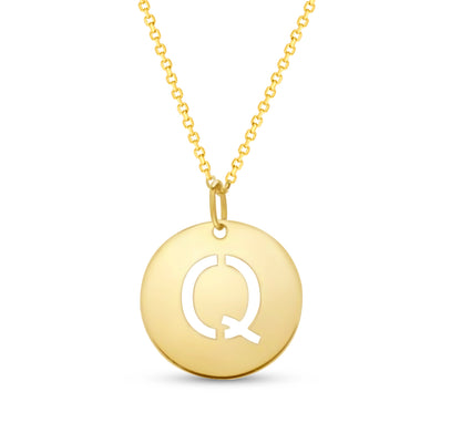 14K Gold Disc Pendant Initial Necklaces