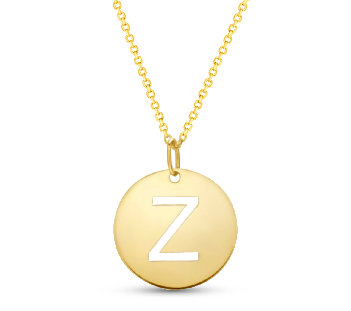 14K Gold Disc Pendant Initial Necklaces