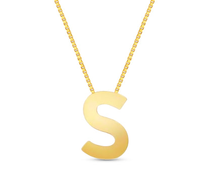 14Karat Gold Block Letter Initial Necklaces