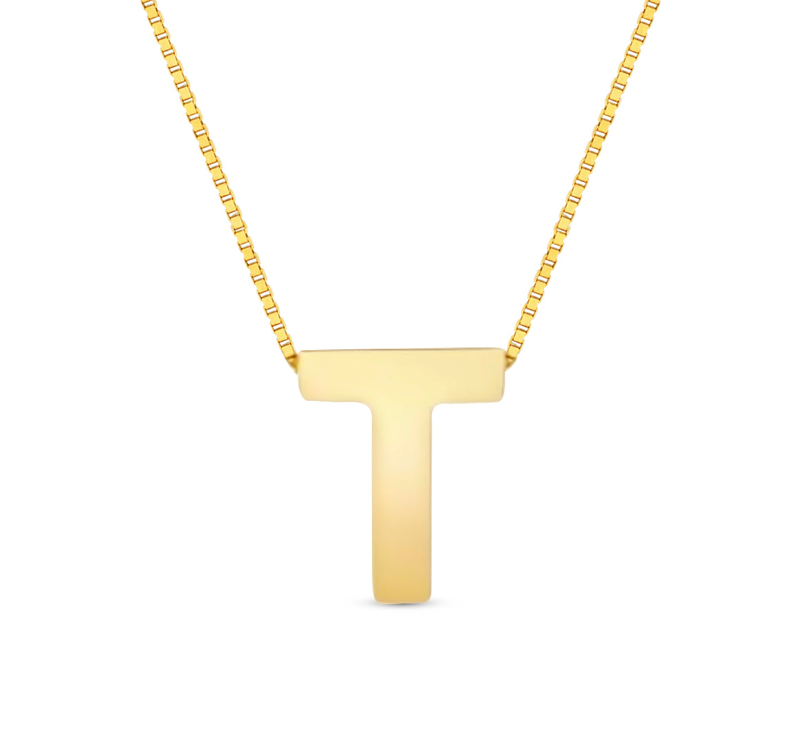 14Karat Gold Block Letter Initial Necklaces