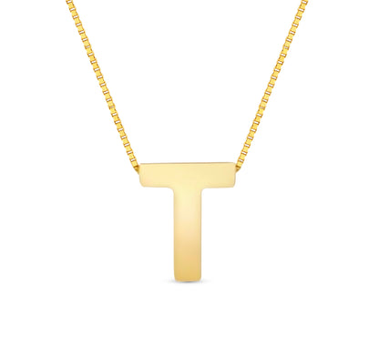 14Karat Gold Block Letter Initial Necklaces
