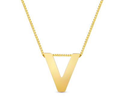 14Karat Gold Block Letter Initial Necklaces