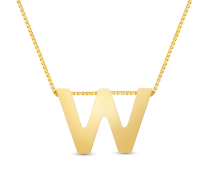 14Karat Gold Block Letter Initial Necklaces