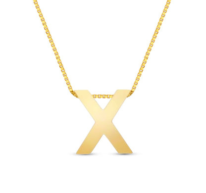 14Karat Gold Block Letter Initial Necklaces