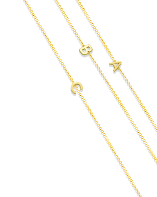 14K Initial Solid Gold Bracelet