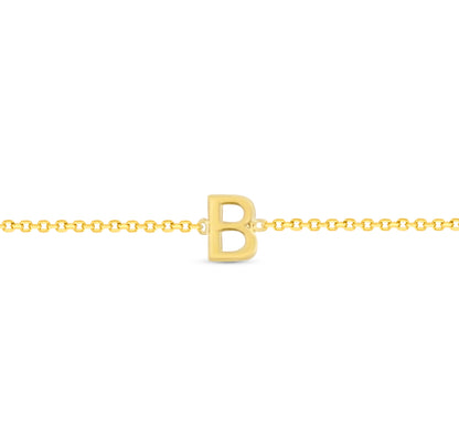 14K Initial Solid Gold Bracelet