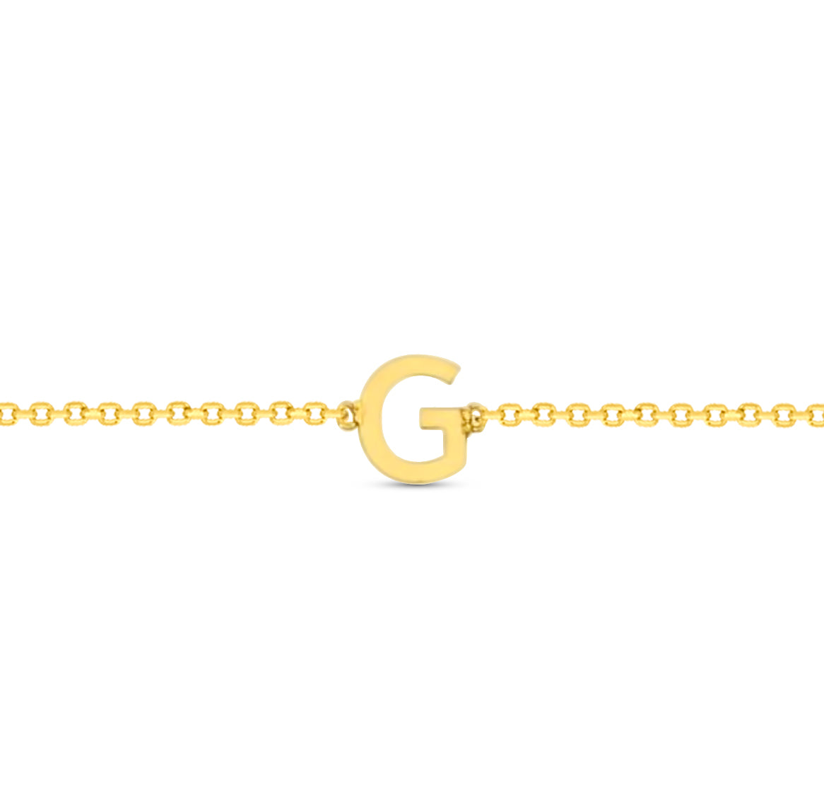 14K Initial Solid Gold Bracelet