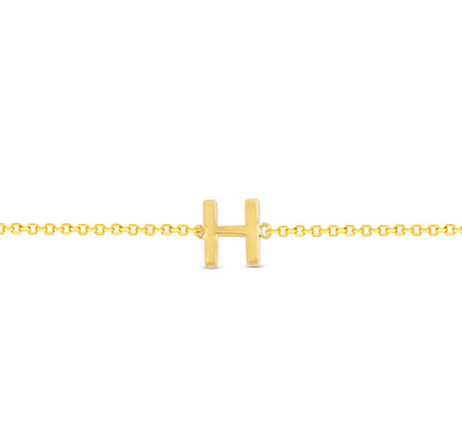 14K Initial Solid Gold Bracelet
