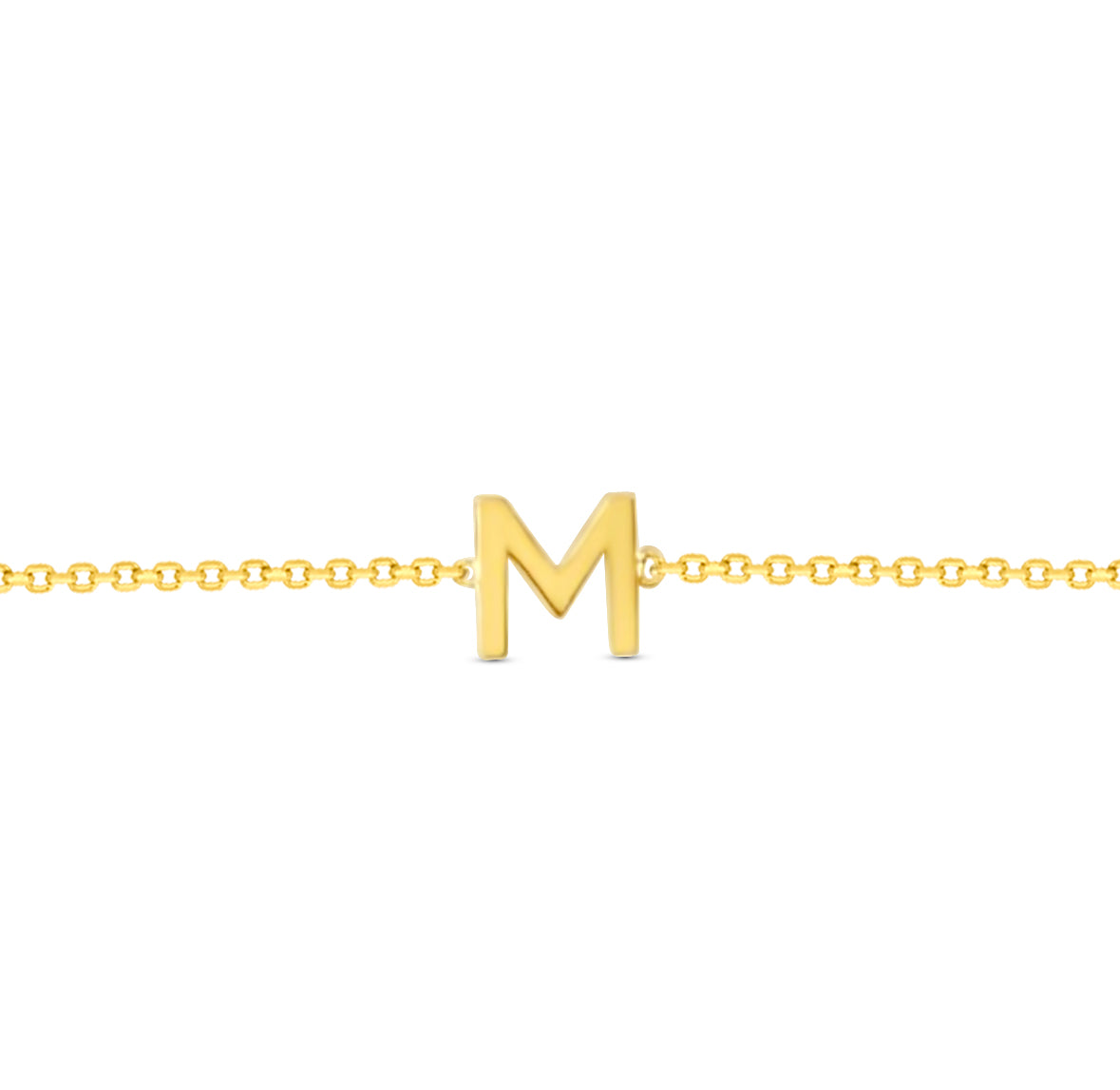 14K Initial Solid Gold Bracelet