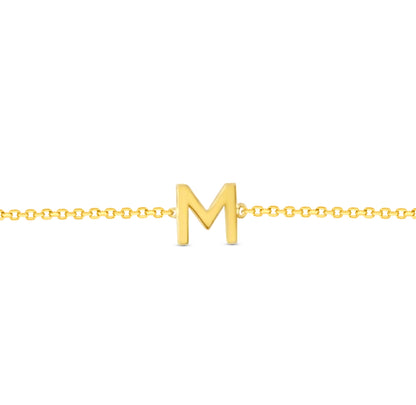 14K Initial Solid Gold Bracelet