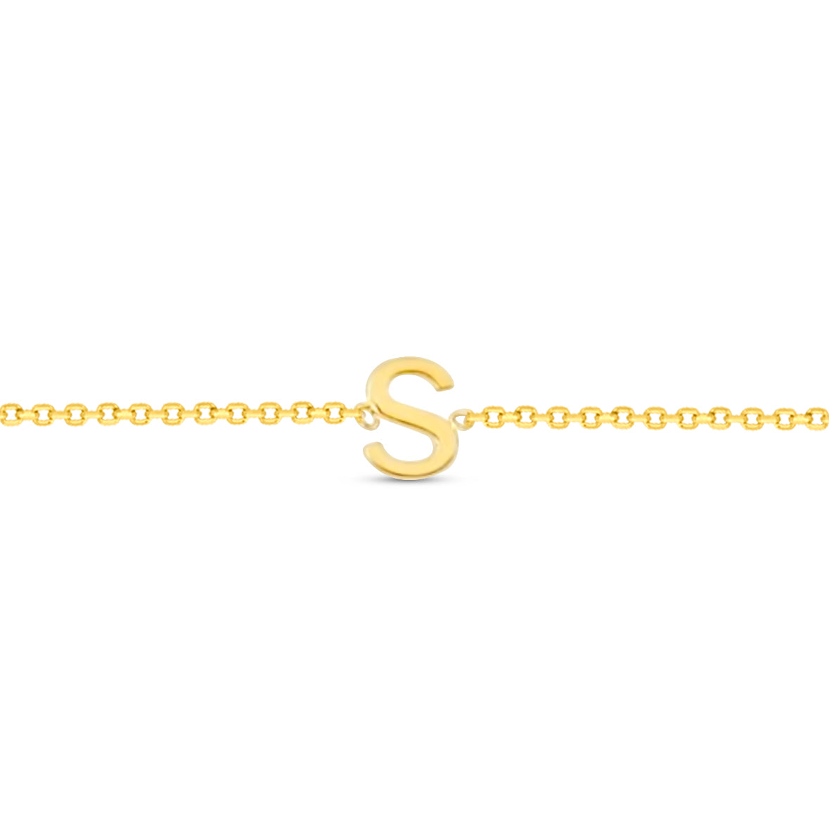 14K Initial Solid Gold Bracelet