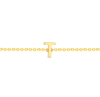 14K Initial Solid Gold Bracelet