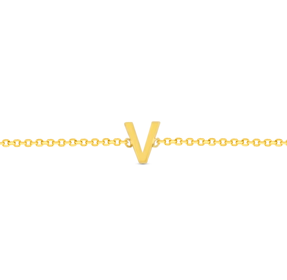 14K Initial Solid Gold Bracelet