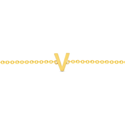 14K Initial Solid Gold Bracelet