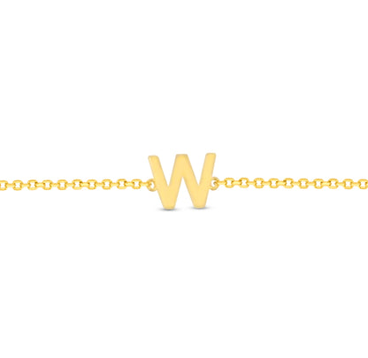 14K Initial Solid Gold Bracelet