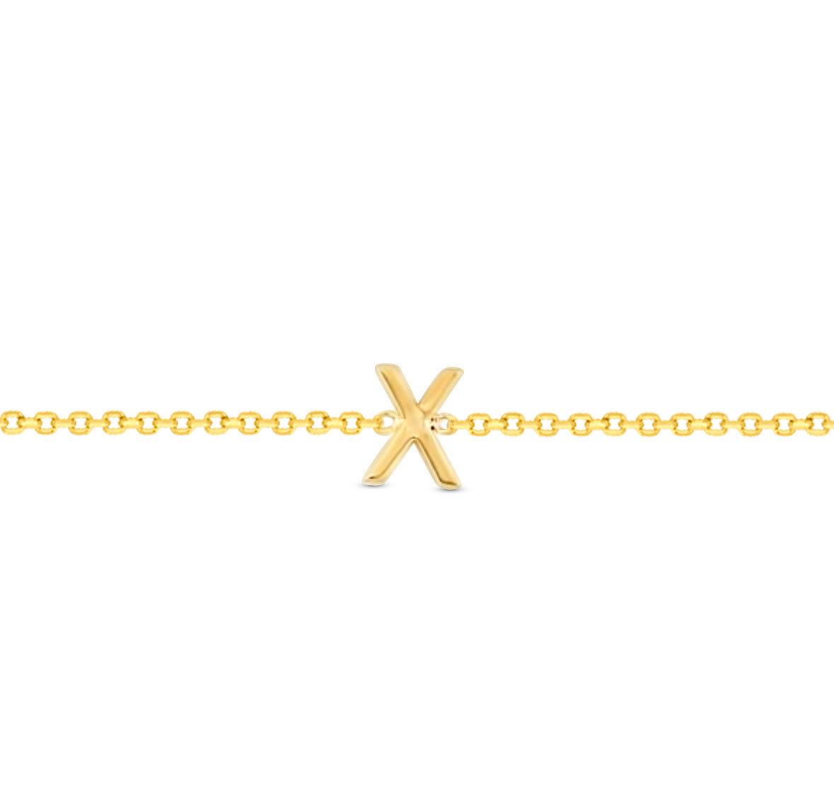 14K Initial Solid Gold Bracelet