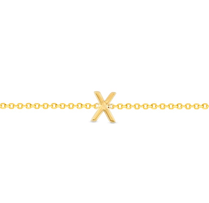 14K Initial Solid Gold Bracelet
