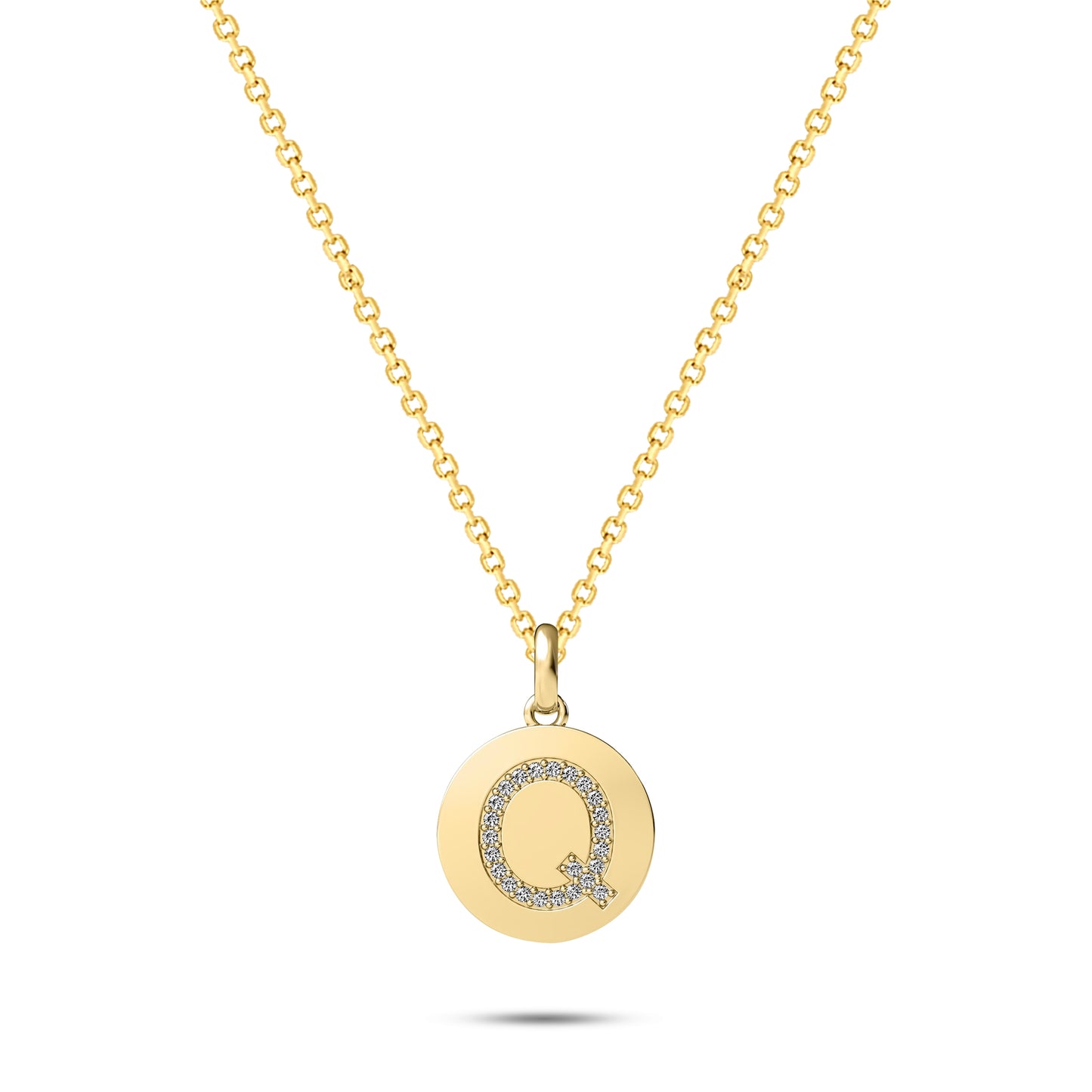 Diamond Initial Disc Necklace